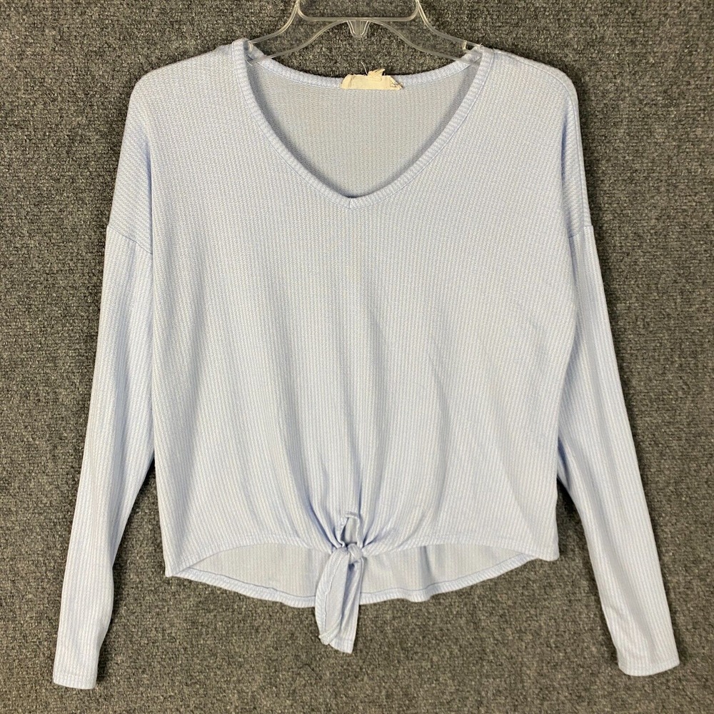 Pink Republic Blouse‎ Women's Small Long Sleeve Blue Rayon Blend Adults S